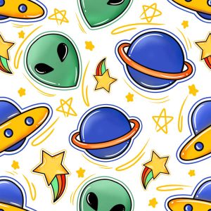 Alien & Planet Space - White