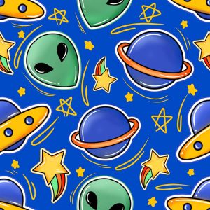 Alien & Planet Space- Royal Blue