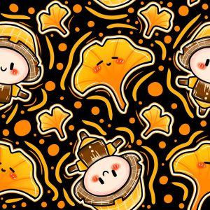Autumn Ginkgo Character -Black