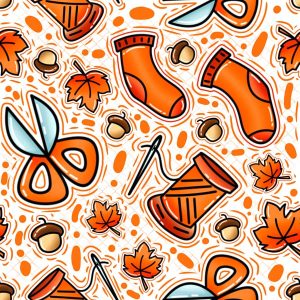 Autumn Sock & Sewing Kit - White