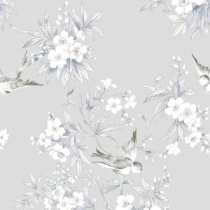 Vintage Sketch Bird Flower Branch