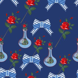 Navy Ribbon Rose Specimen