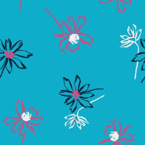 Teal Sketch Wildflower