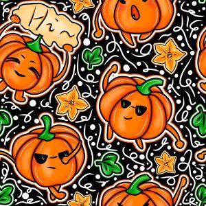 Pumpkin & Leaf Scatter-Black