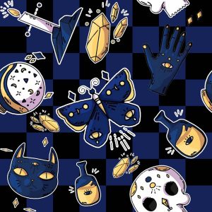 Dark Witch Moth Checker - NavyBlack
