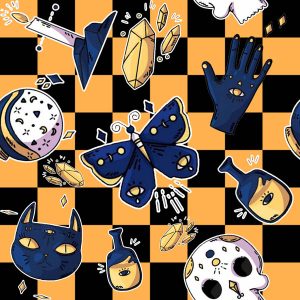 Dark Witch Moth Checker - Orange