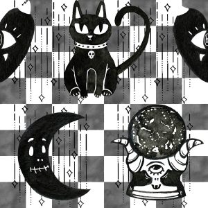 Cat With Crystal Moon-Grey