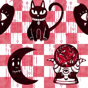 Cat With Crystal Moon-Red