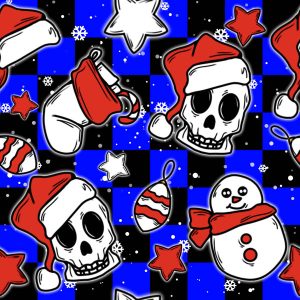 Christmas Skull With Snowman-Blue