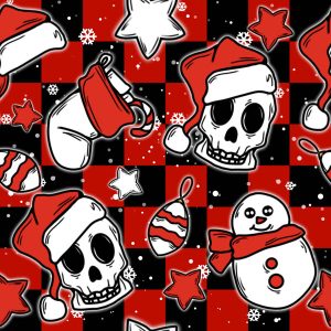 Christmas Skull With Snowman-Red
