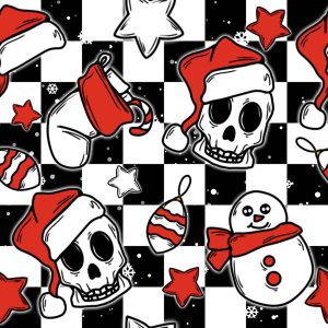 Christmas Skull With Snowman-White