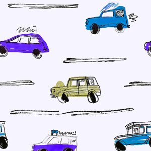 Doodle Colorful Car-Purple