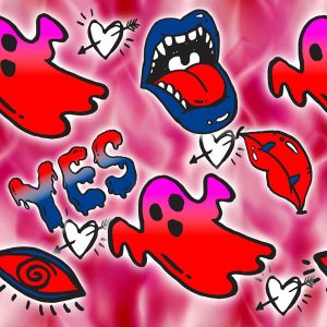 Halloween Ghost & Mouth-Pink