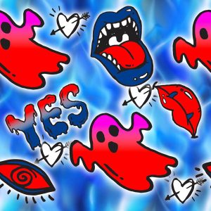 Halloween Ghost & Mouth-Blue