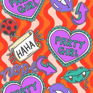 Party Girl Pop Sticker-Orange