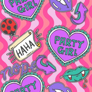 Party Girl Pop Sticker-Pink