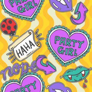 Party Girl Pop Sticker-Yellow