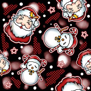 Santa With Snowman - Black