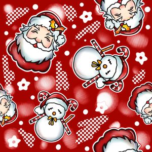 Santa With Snowman - Red