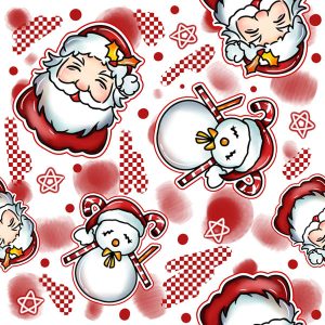 Santa With Snowman - White