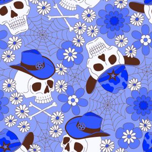 Y2K Cowboy Skull Daisy-Blue