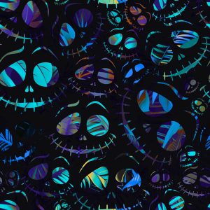 Neon Blue Tropical Skull