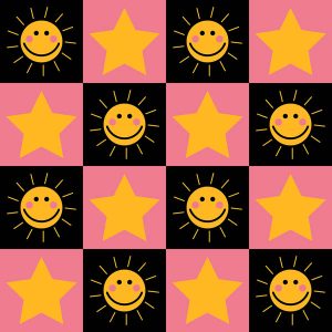 Smiley Sun Star Checkerboard