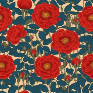 Vintage Red Rose Botanical