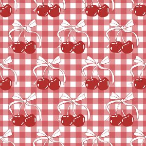 Gingham Bow Cherry