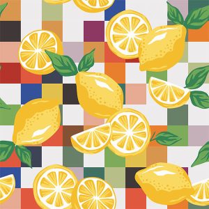 Vibrant Block Print Lemon Check