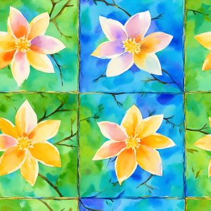 Watercolor Floral Tile Mosaic