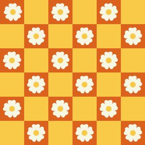 Bright Yellow Flower & Checkerboard