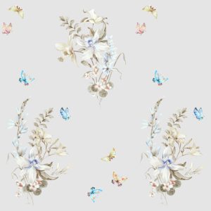 Butterfly & Floral Line Art
