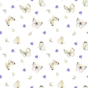 Cream Butterfly Purple Floral