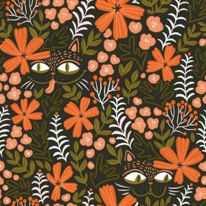Folk Cat Autumn Floral