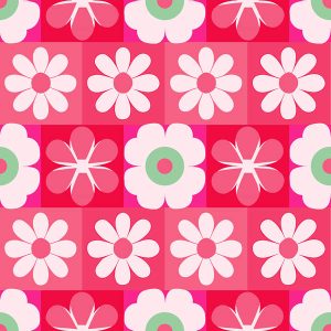 Checkered Floral Pop - Hot Pink