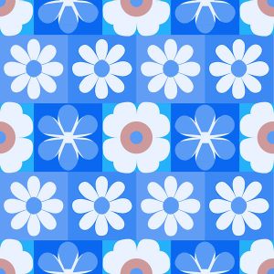 Checkered Floral Pop - Royal Blue