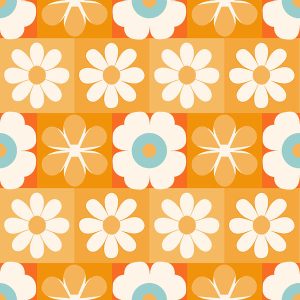 Checkered Floral Pop - Tangerine Orange