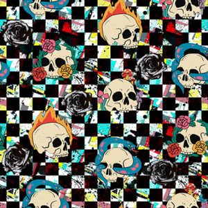 Checkerboard Skull Snake Rose-Blue