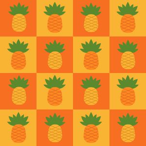 Cheerful Pineapple & Orange Checkerboard