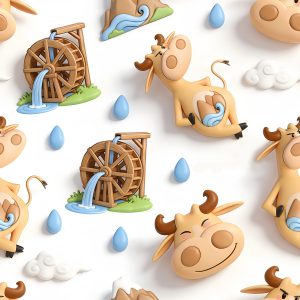 Chinese Zodiac Ox｜3D Waterwheel Mountain Stream