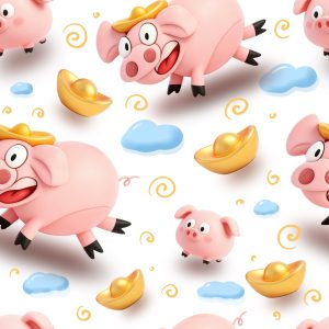 Chinese Zodiac Pig｜3D Gold Ingot Fortune Cloud