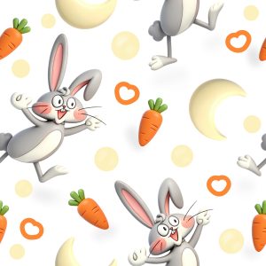 Chinese Zodiac Rabbit｜3D Moon Carrot Joyful Scene