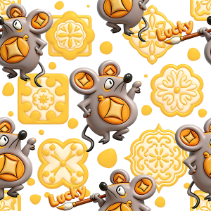Chinese Zodiac Rat｜3D Lucky Ingot Floral Ornament