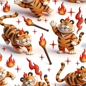 Chinese Zodiac Tiger｜3D Torch Flame Fire Festival