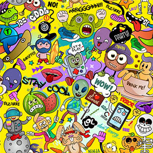 Colorful Street Doodle Alien Monster