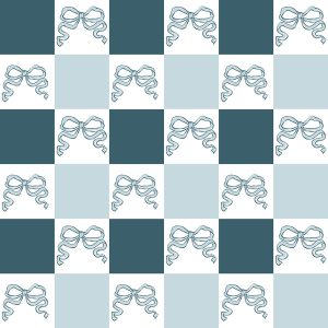 Vintage Bow Teal Blue Checkerboard