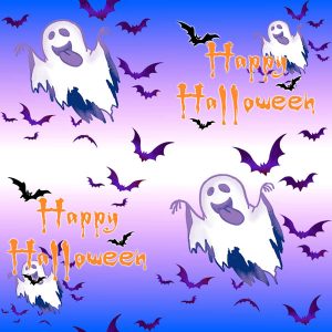 Pastel Blue Halloween Ghost Bat