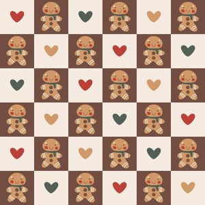 Gingerbread Man Heart Checkerboard