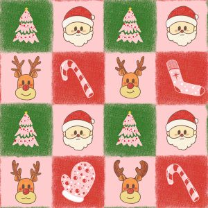 Christmas Checkerboard Santa Reindeer